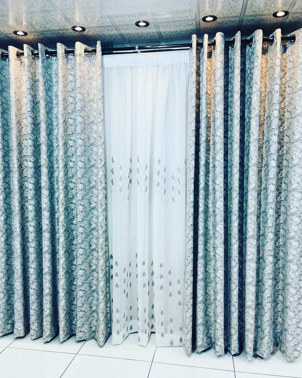 Peacock patterned curtain