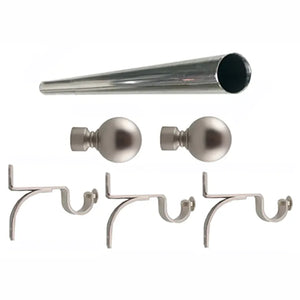 SILVER SINGLE CURTAIN ROD SET