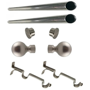 SILVER DOUBLE CURTAIN ROD SET