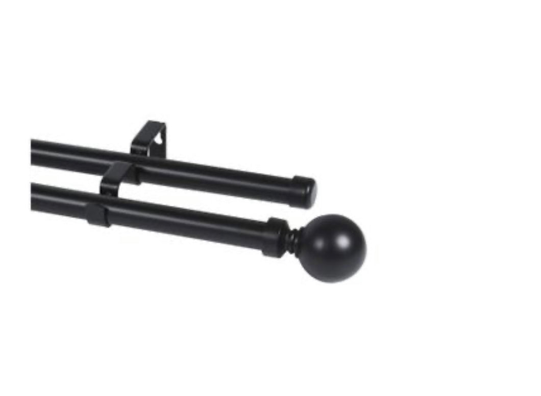 BLACK DOUBLE CURTAIN ROD SET