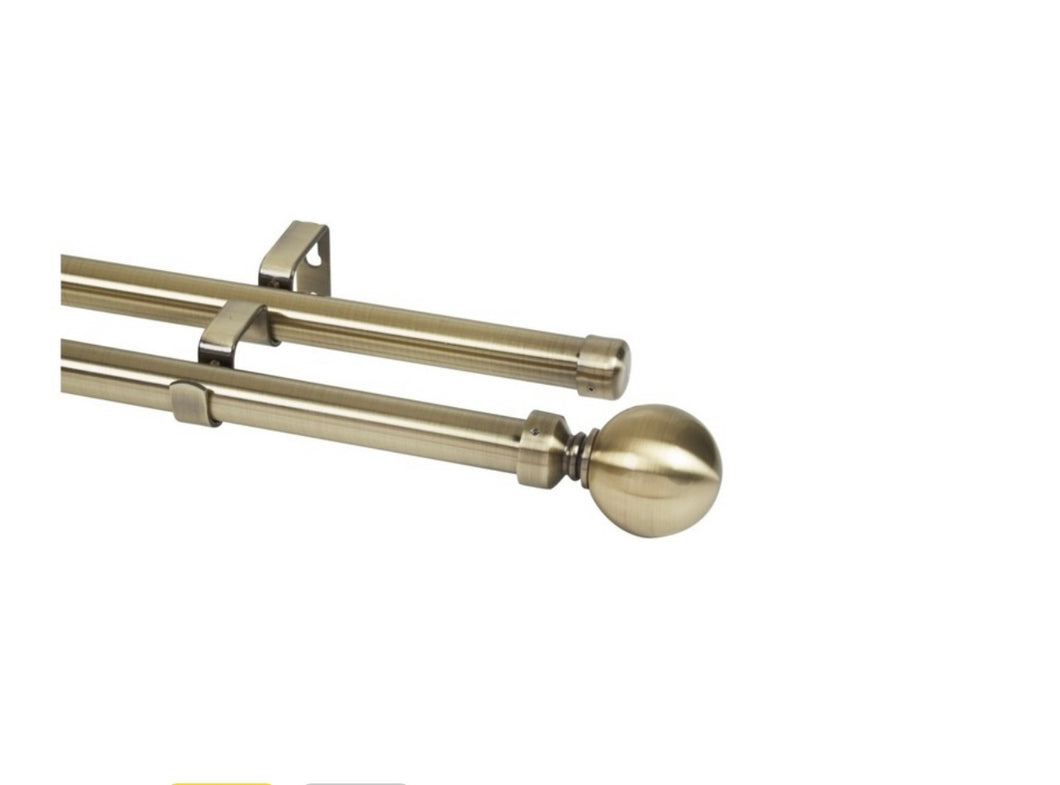 BRASS DOUBLE CURTAIN ROD SET