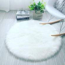 Load image into Gallery viewer, Round White Fur rug
