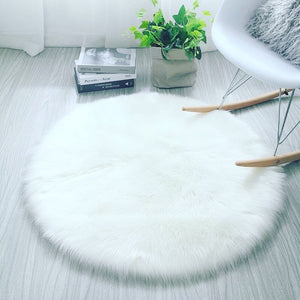 Round White Fur rug