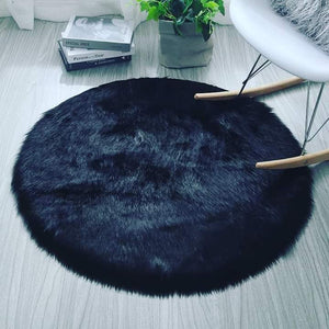 Round White Fur rug