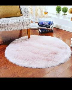 Round White Fur rug