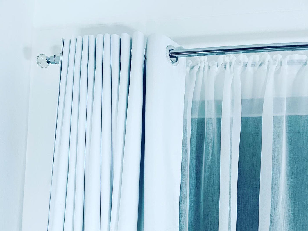 White 100% block out curtain